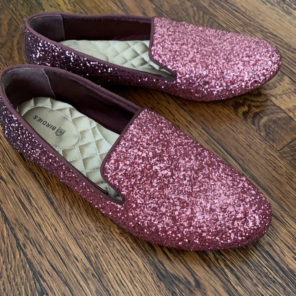 Birdies The Starling Rose Sparkle pink ombré glitter loafer flats -see size note